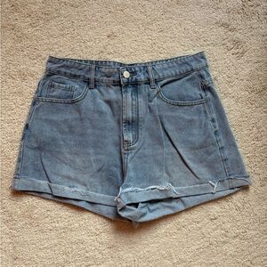 Cider Women's Faded Blue High-Rise Denim Shorts
